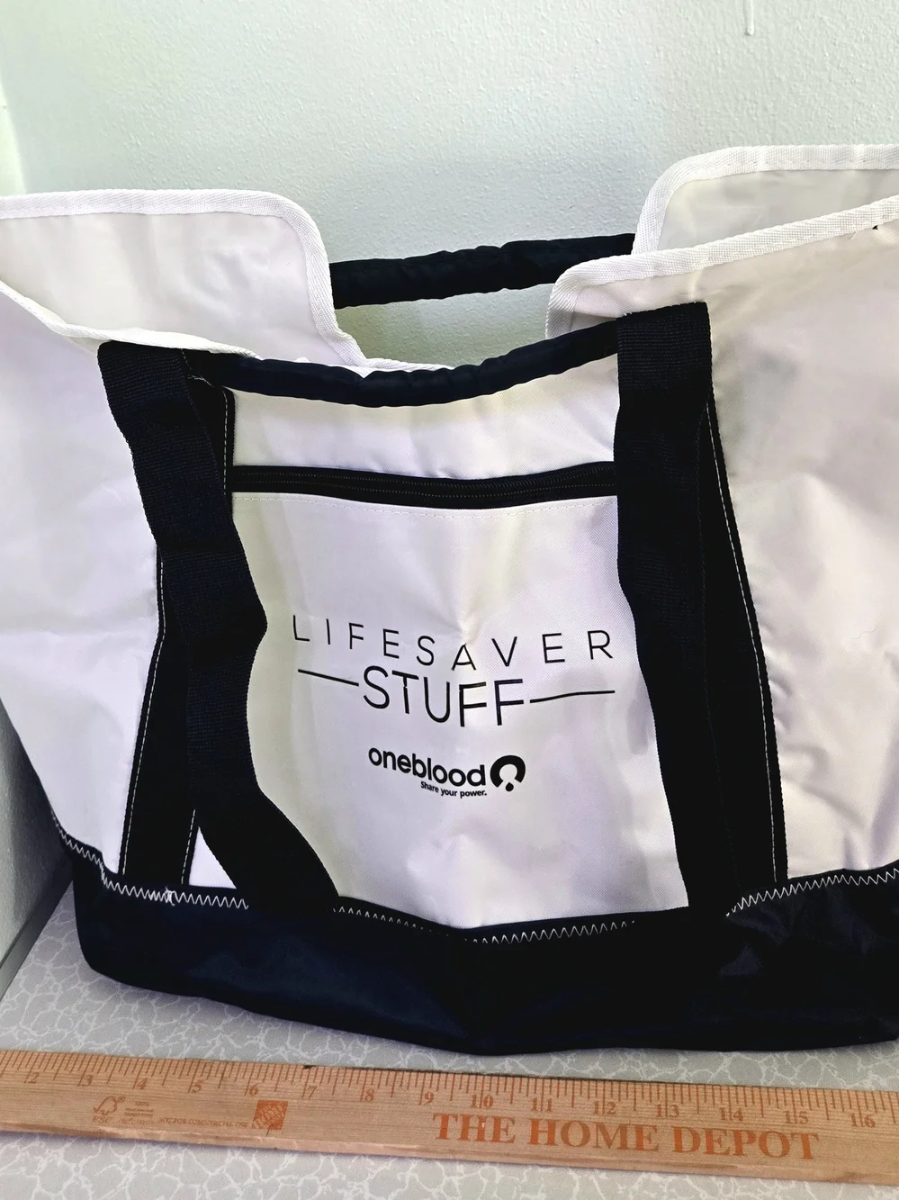 OneBlood Lifesaver Stuff White & Black Tote Bag